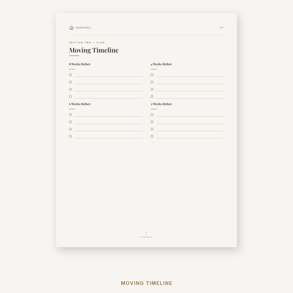 NestNova™ Moving Home Planner | Digital Moving Planner