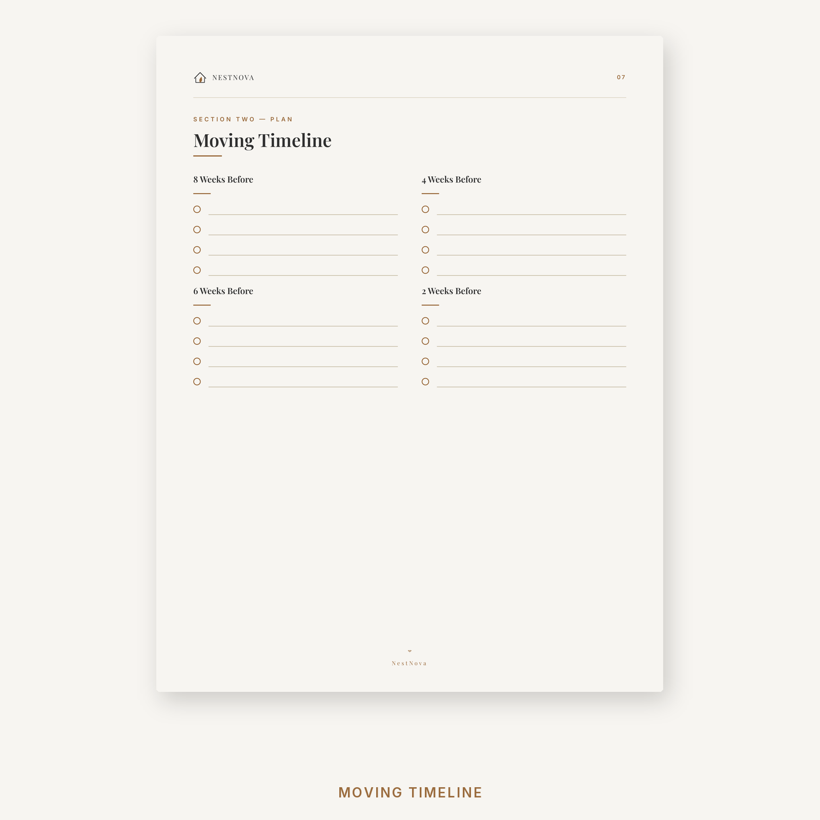 NestNova™ Moving Home Planner | Digital Moving Planner
